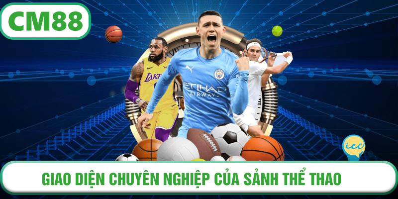 Giao diện chuyên nghiệp của sảnh Thể Thao CM88 với hàng nghìn kèo cược mỗi ngày
